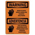 Signmission OSHA Sign, Wear Gloves Caustic Solutions Bilingual, 24in X 18in Alum, 24" W, 18" H, Landscape OS-WS-A-1824-L-12911